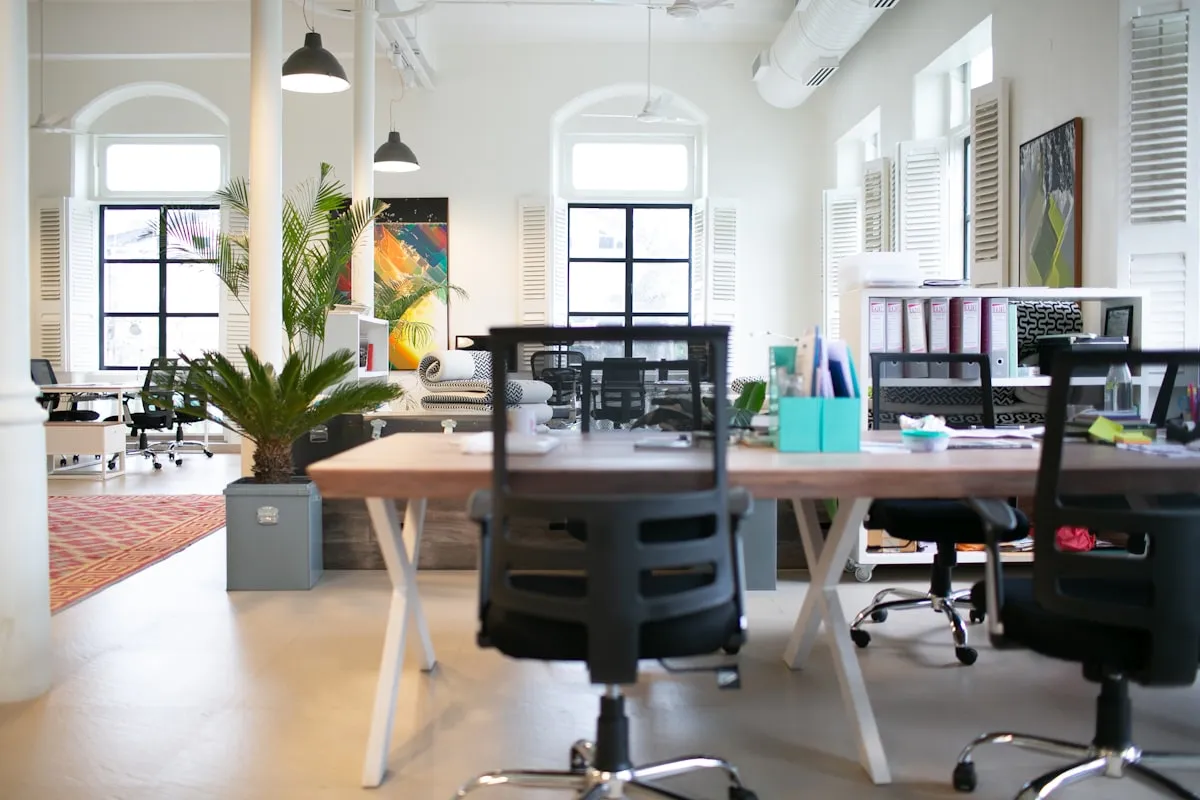 Clean, organized modern office space after professional office cleaning in Boston