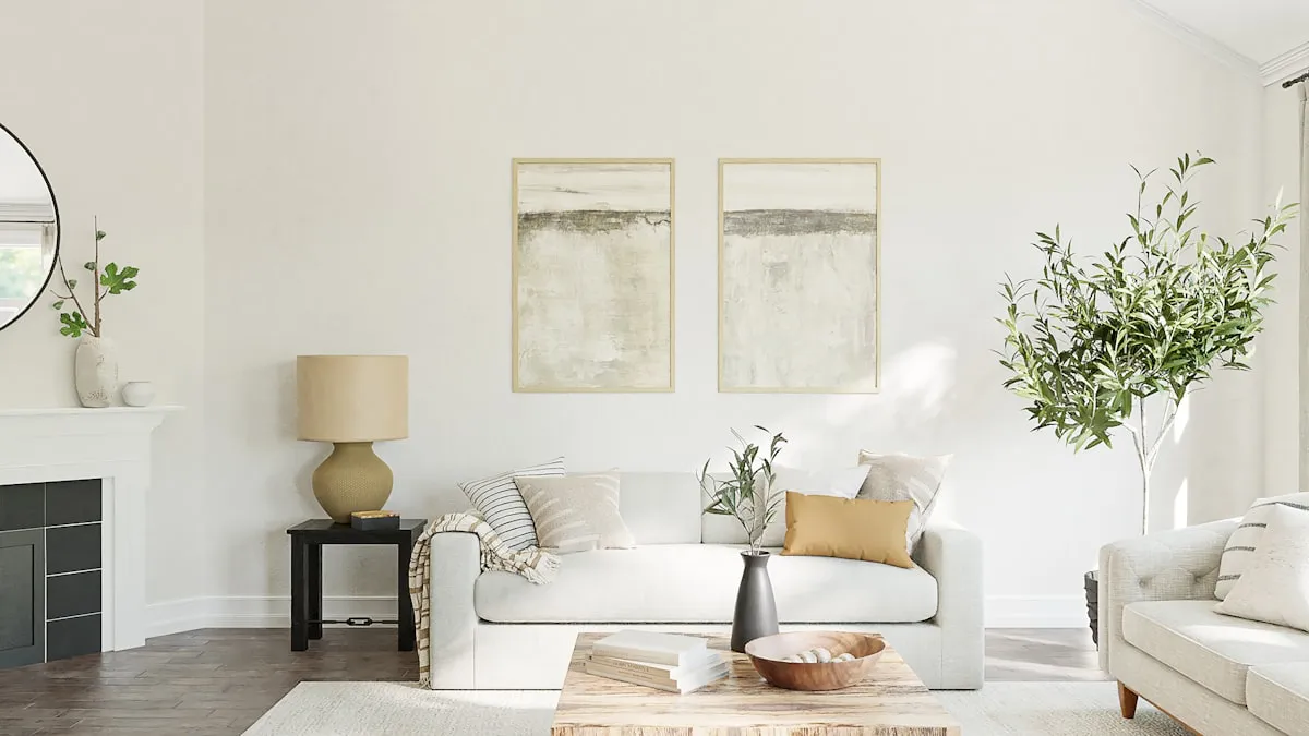 Bright, freshly cleaned living room in a Boston home after residential cleaning